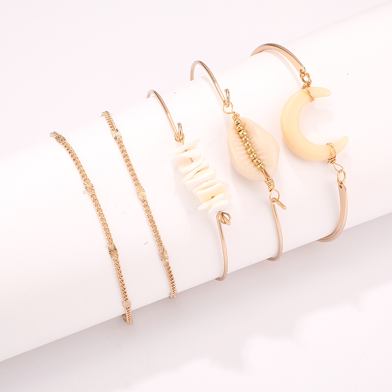 2021 Nouveaux Bijoux Mode Créatif Alliage Corne Shell Bracelet Cinq Pièces Bracelet display picture 5