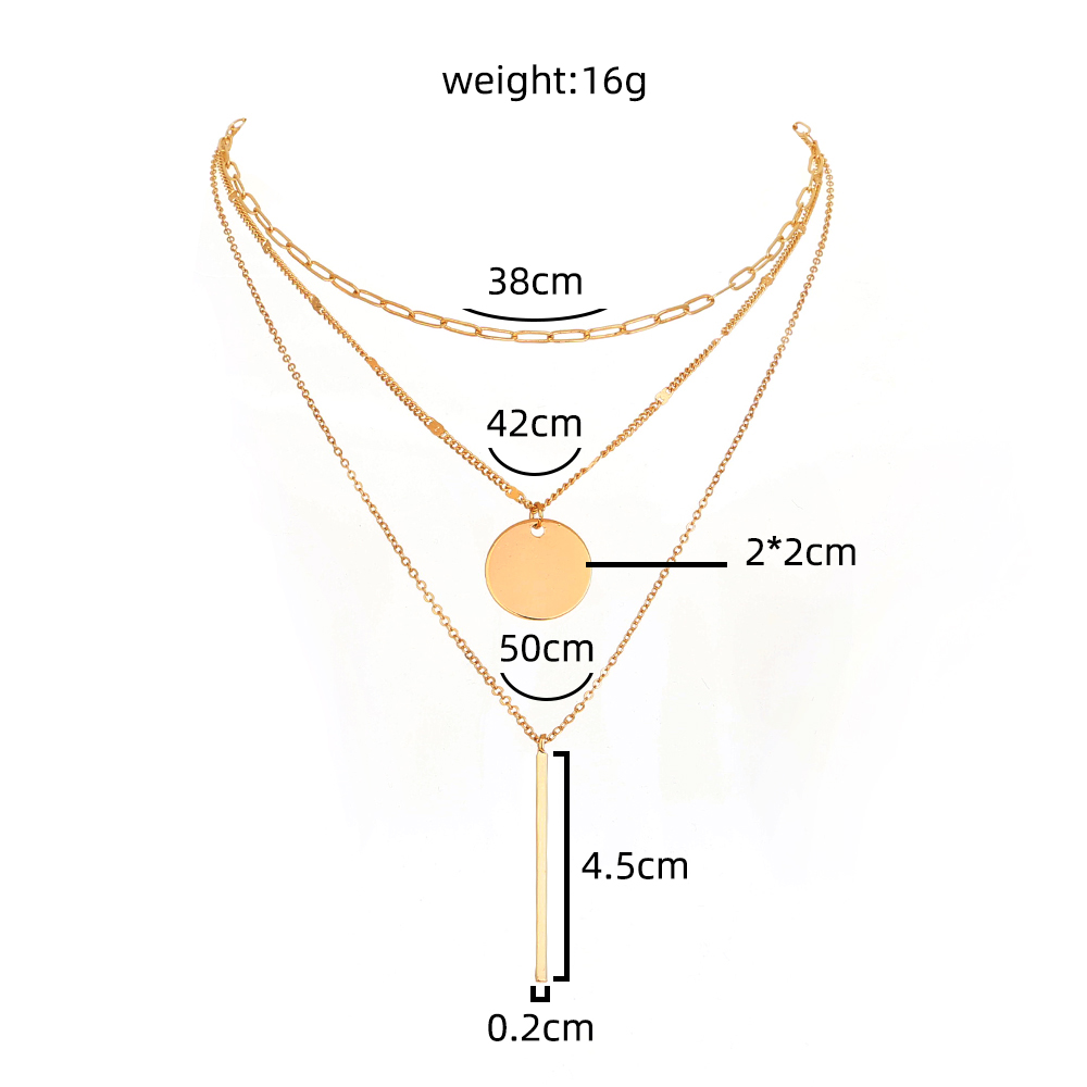 New Round Geometric Pendant Clavicle Multi-layered Sweater Chain display picture 1