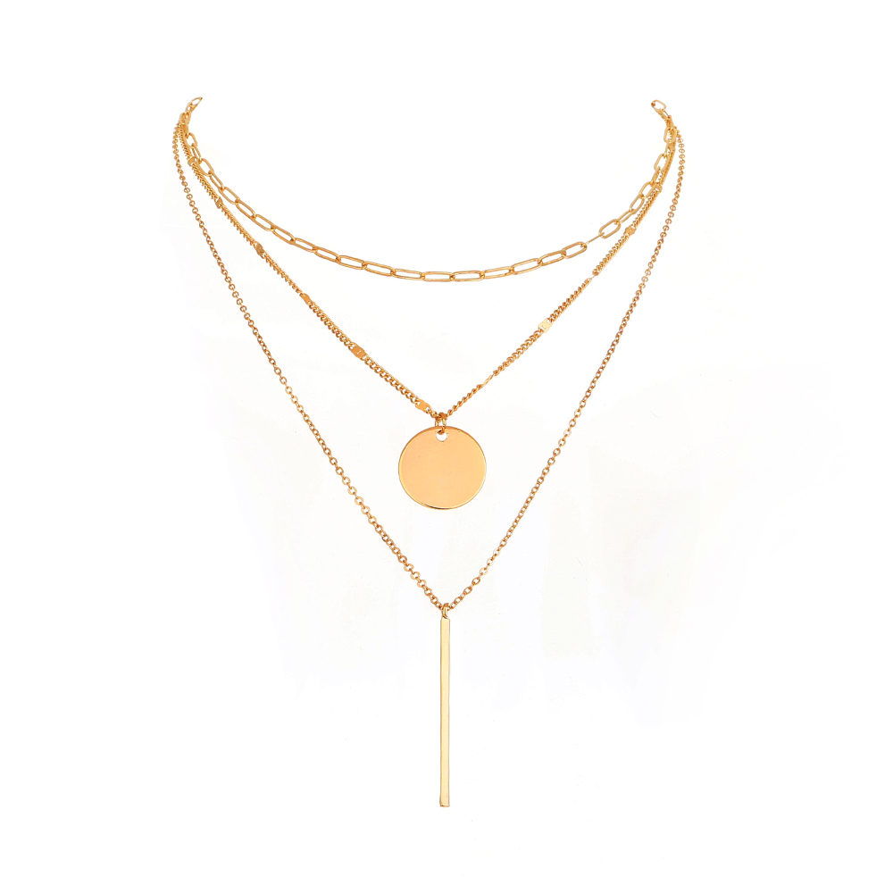 New Round Geometric Pendant Clavicle Multi-layered Sweater Chain display picture 2
