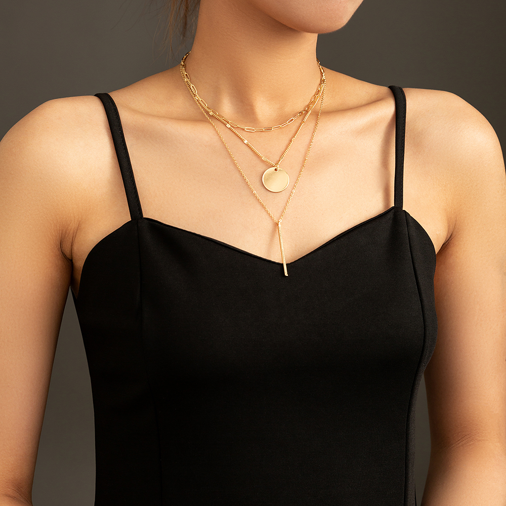 New Round Geometric Pendant Clavicle Multi-layered Sweater Chain display picture 3