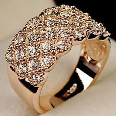 Full Of Diamond Real Gold Plated Hypoallergenic Ring display picture 1
