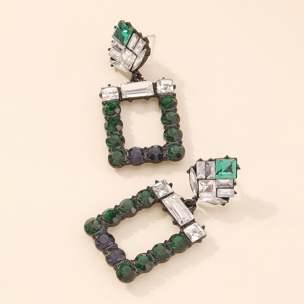 Alloy Glass Diamond Temperament Simple Square Earrings display picture 2