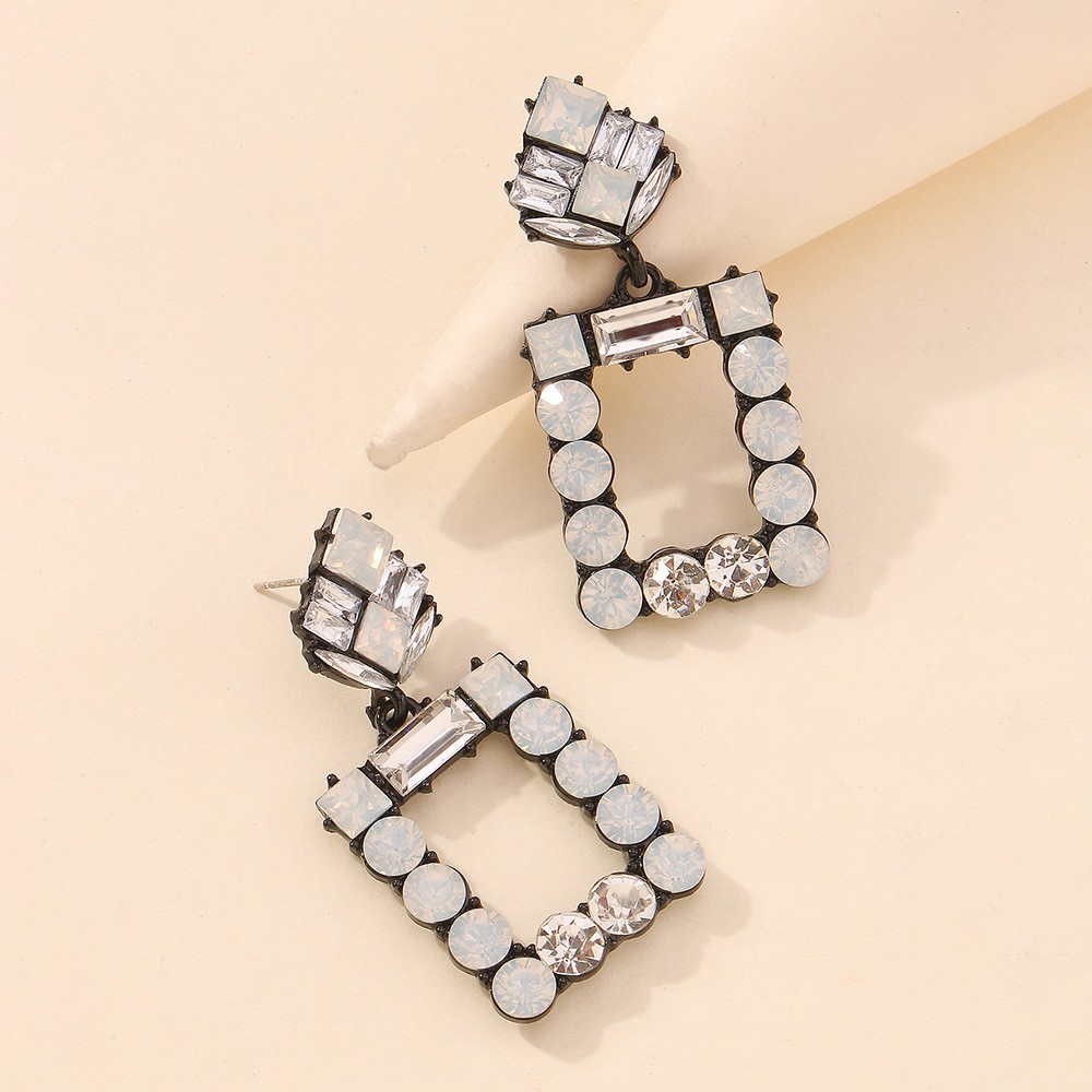 Alloy Glass Diamond Temperament Simple Square Earrings display picture 3
