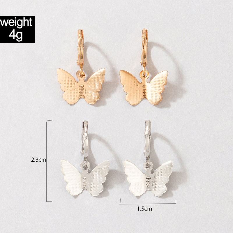 Korean Cute Ear Jewelry Simple Contrast Color Alloy Animal Butterfly Earrings Set display picture 1