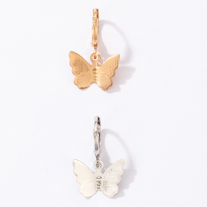 Korean Cute Ear Jewelry Simple Contrast Color Alloy Animal Butterfly Earrings Set display picture 5