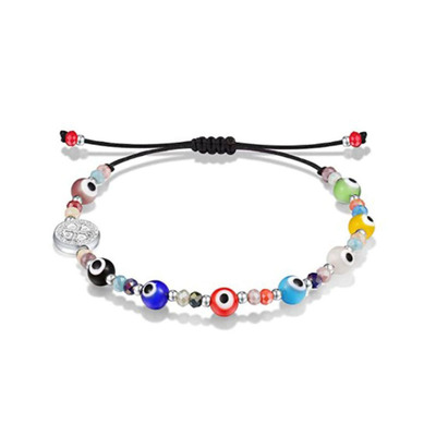 Farbe Kreatives Glas Dämon Auge Einstellbare Kordelzug Armband Mode Armband display picture 2