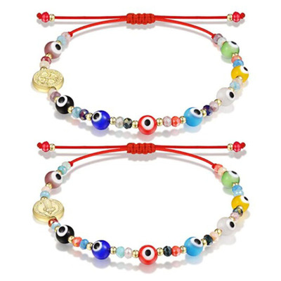 Color Creative Glass Demon Eye Adjustable Drawstring Bracelet Fashion Bracelet display picture 3