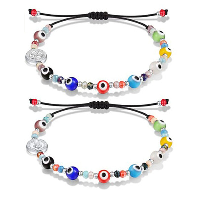 Color Creative Glass Demon Eye Adjustable Drawstring Bracelet Fashion Bracelet display picture 4