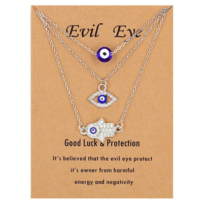 Devil&#39;s Eye Glass Ball Alliage Palm Blue Eye Diamond Collier Pendentif Mode Chandail Chaîne display picture 2