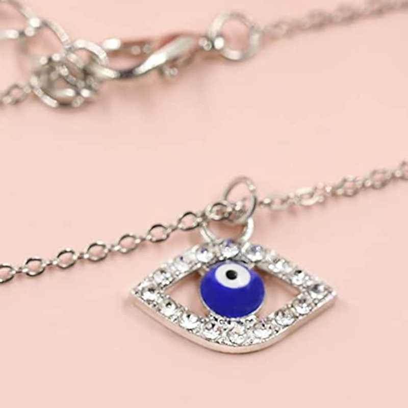 Devil&#39;s Eye Glass Ball Alliage Palm Blue Eye Diamond Collier Pendentif Mode Chandail Chaîne display picture 3