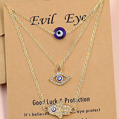 Devil&#39;s Eye Glass Ball Alliage Palm Blue Eye Diamond Collier Pendentif Mode Chandail Chaîne display picture 4