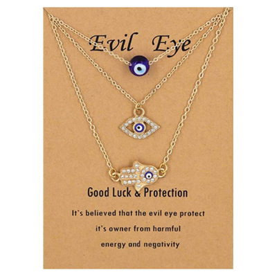 Devil&#39;s Eye Glass Ball Alliage Palm Blue Eye Diamond Collier Pendentif Mode Chandail Chaîne display picture 5
