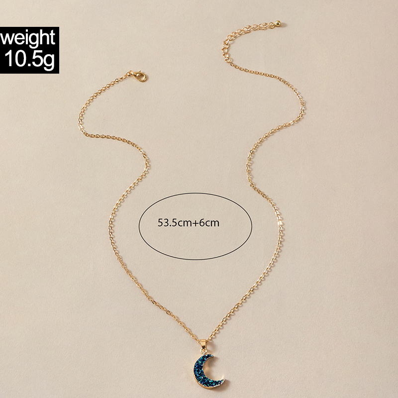 Einfacher Modeschmuck Mondanhänger Halskette Meniskusimitation Zirkon Einlagige Halskette display picture 1