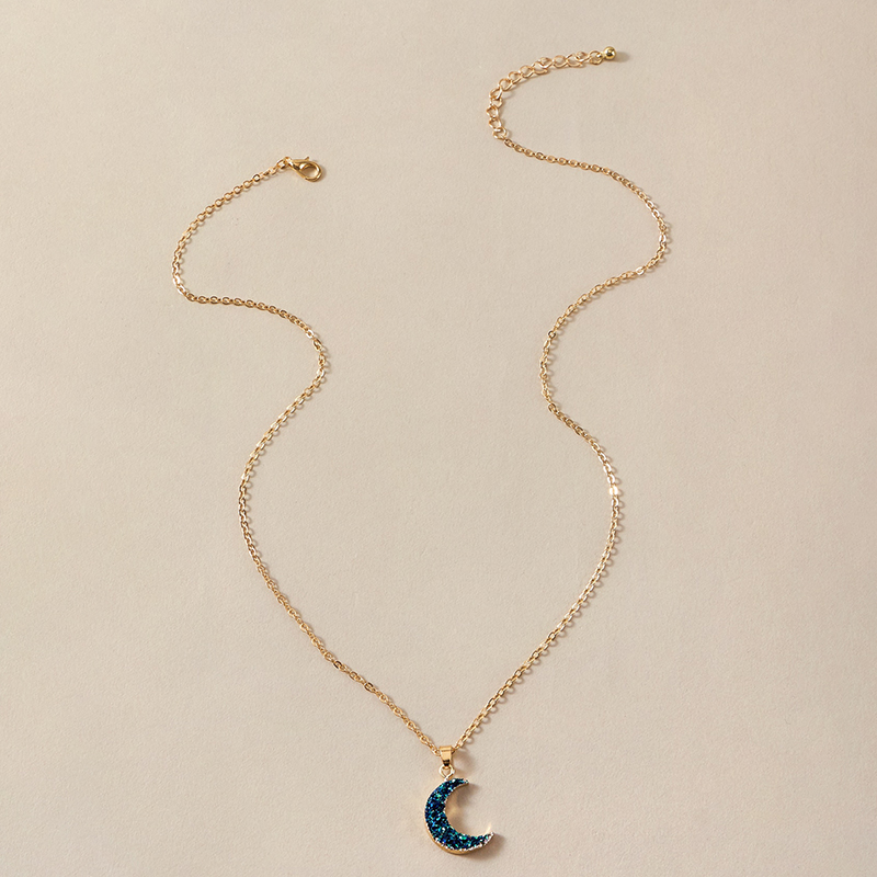 Einfacher Modeschmuck Mondanhänger Halskette Meniskusimitation Zirkon Einlagige Halskette display picture 3