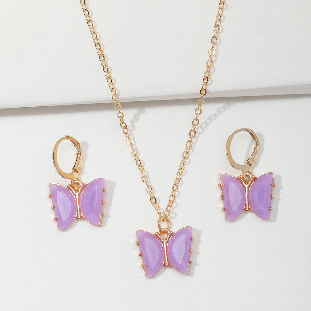 Butterfly Alloy Pendant Children's Necklace Set Wholesale display picture 1