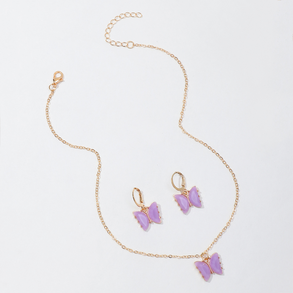 Butterfly Alloy Pendant Children's Necklace Set Wholesale display picture 3