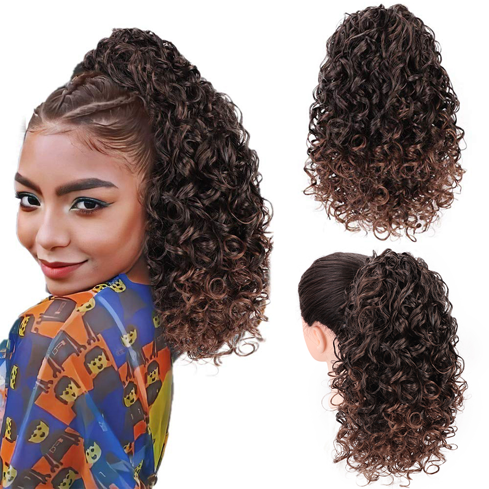 European And American Wave Small Curly Wig Piece Chemical Fiber Wig Female Stretch Mesh Ponytail display picture 1