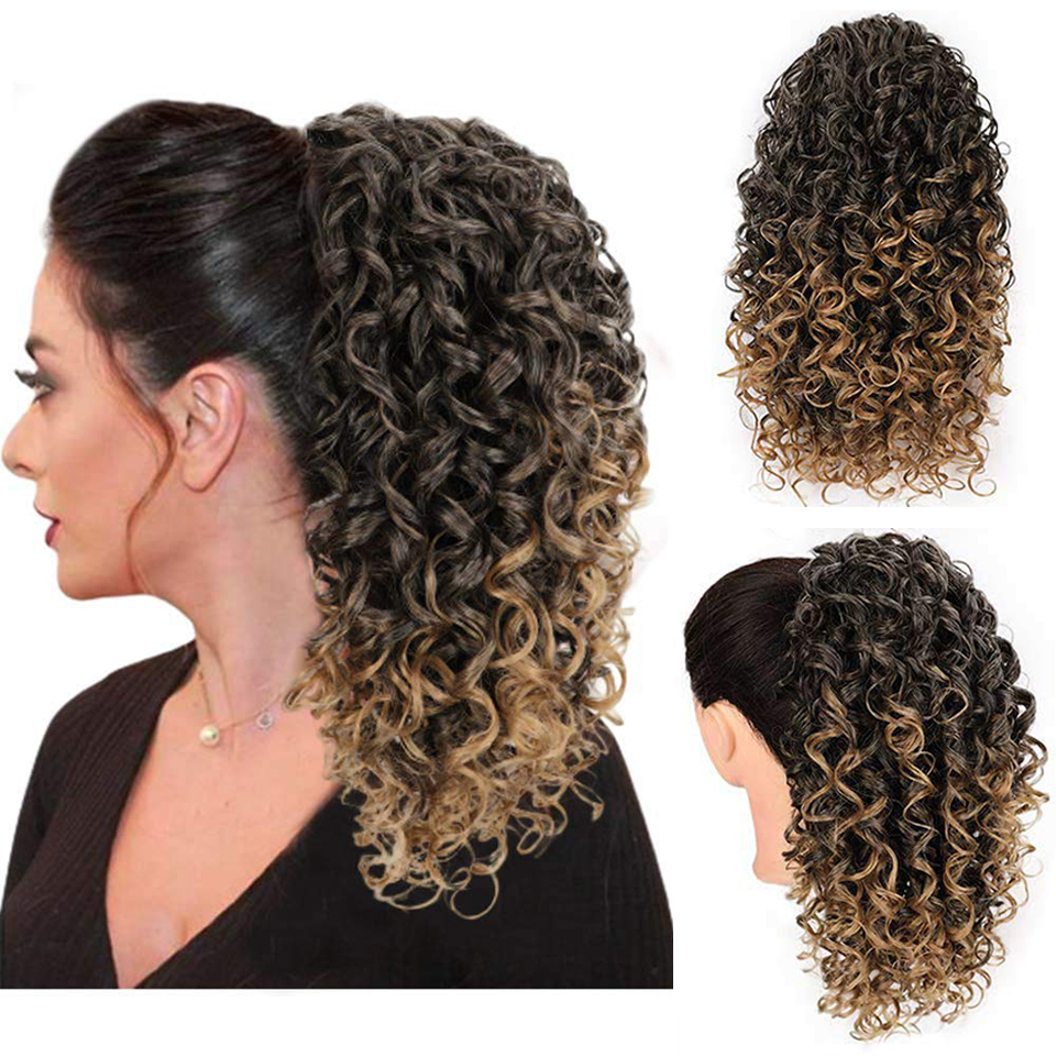 European And American Wave Small Curly Wig Piece Chemical Fiber Wig Female Stretch Mesh Ponytail display picture 3