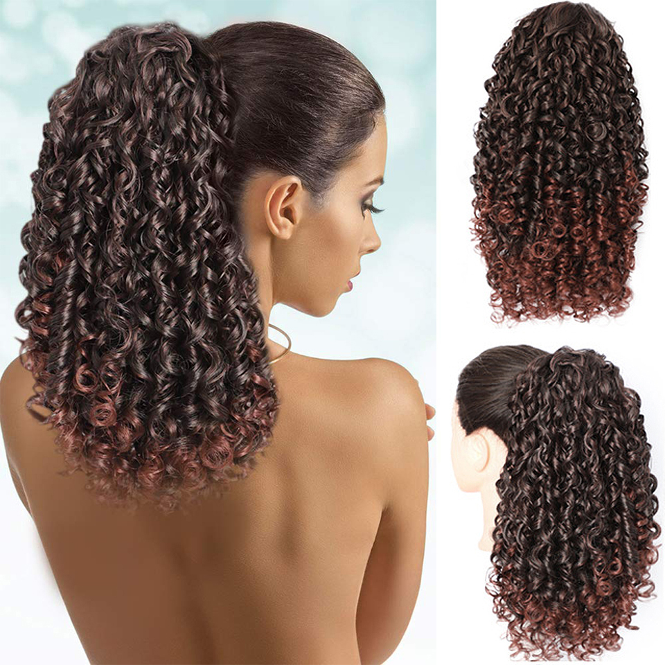 European And American Wave Small Curly Wig Piece Chemical Fiber Wig Female Stretch Mesh Ponytail display picture 5