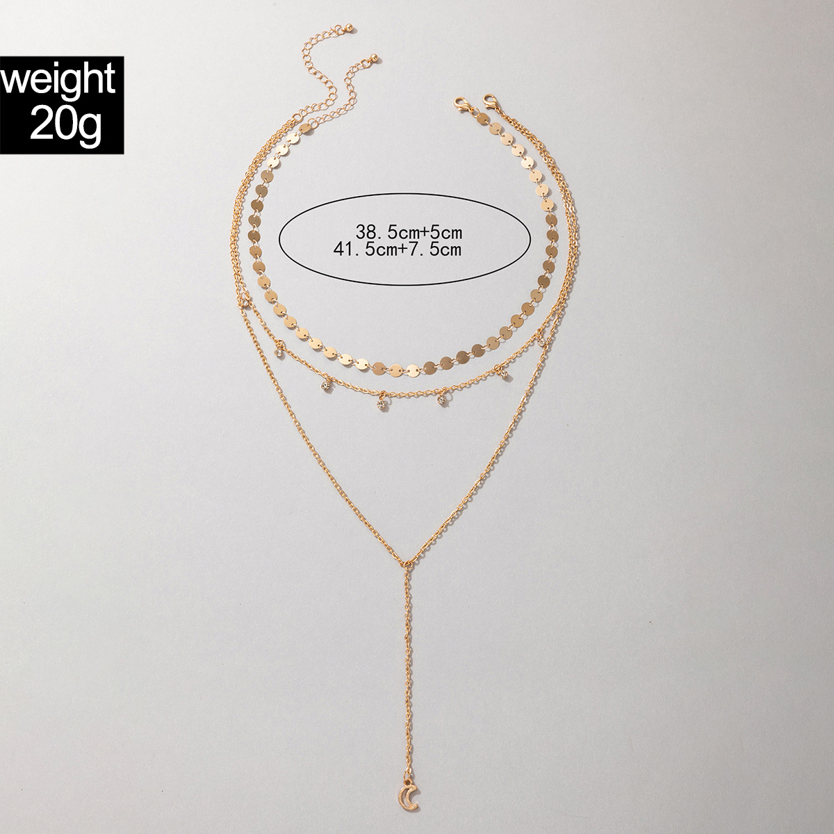 Mode Einfache Schmuck Geometrische Kreis Halskette Strass Quaste Mond Anhänger Halskette display picture 1