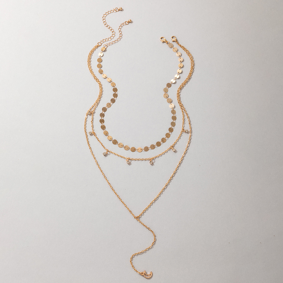 أزياء بسيطة مجوهرات هندسية دائرة قلادة حجر الراين شرابة القمر قلادة قلادة display picture 3