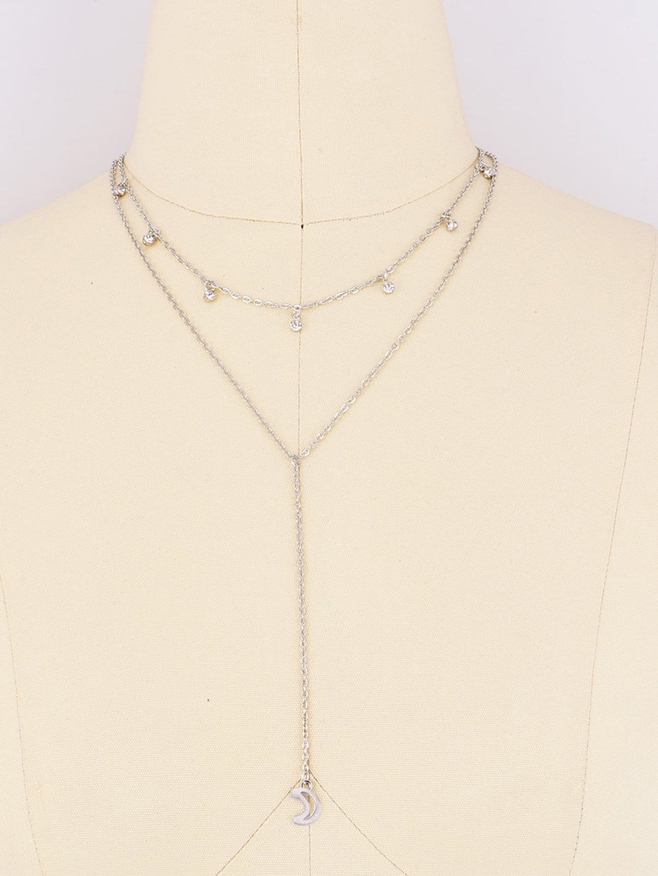 Mode Einfache Schmuck Geometrische Kreis Halskette Strass Quaste Mond Anhänger Halskette display picture 8