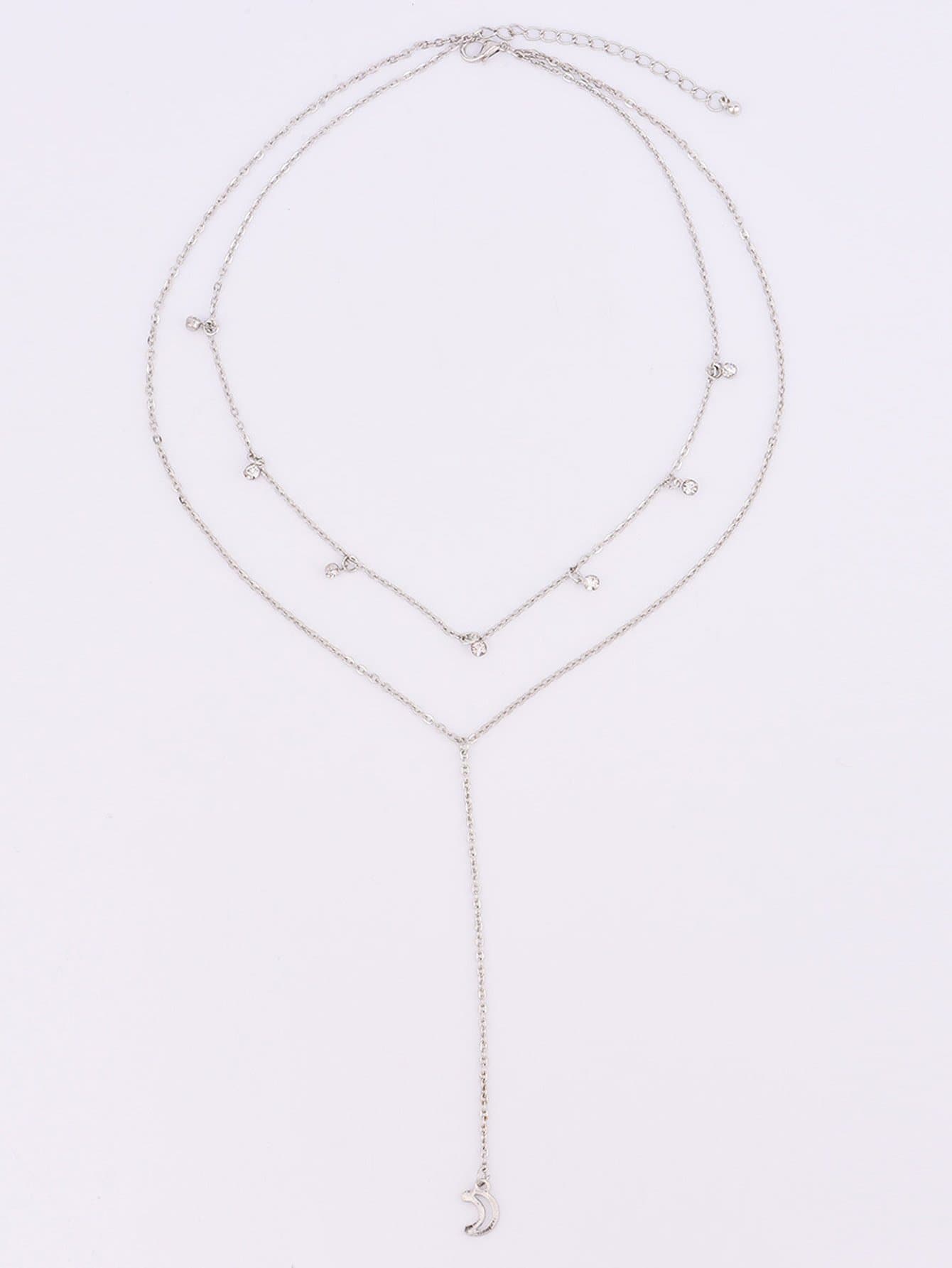 Mode Einfache Schmuck Geometrische Kreis Halskette Strass Quaste Mond Anhänger Halskette display picture 9