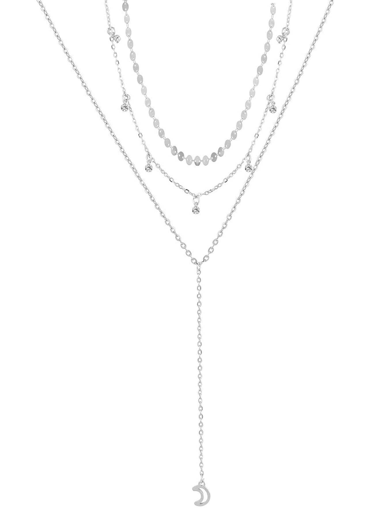 أزياء بسيطة مجوهرات هندسية دائرة قلادة حجر الراين شرابة القمر قلادة قلادة display picture 11