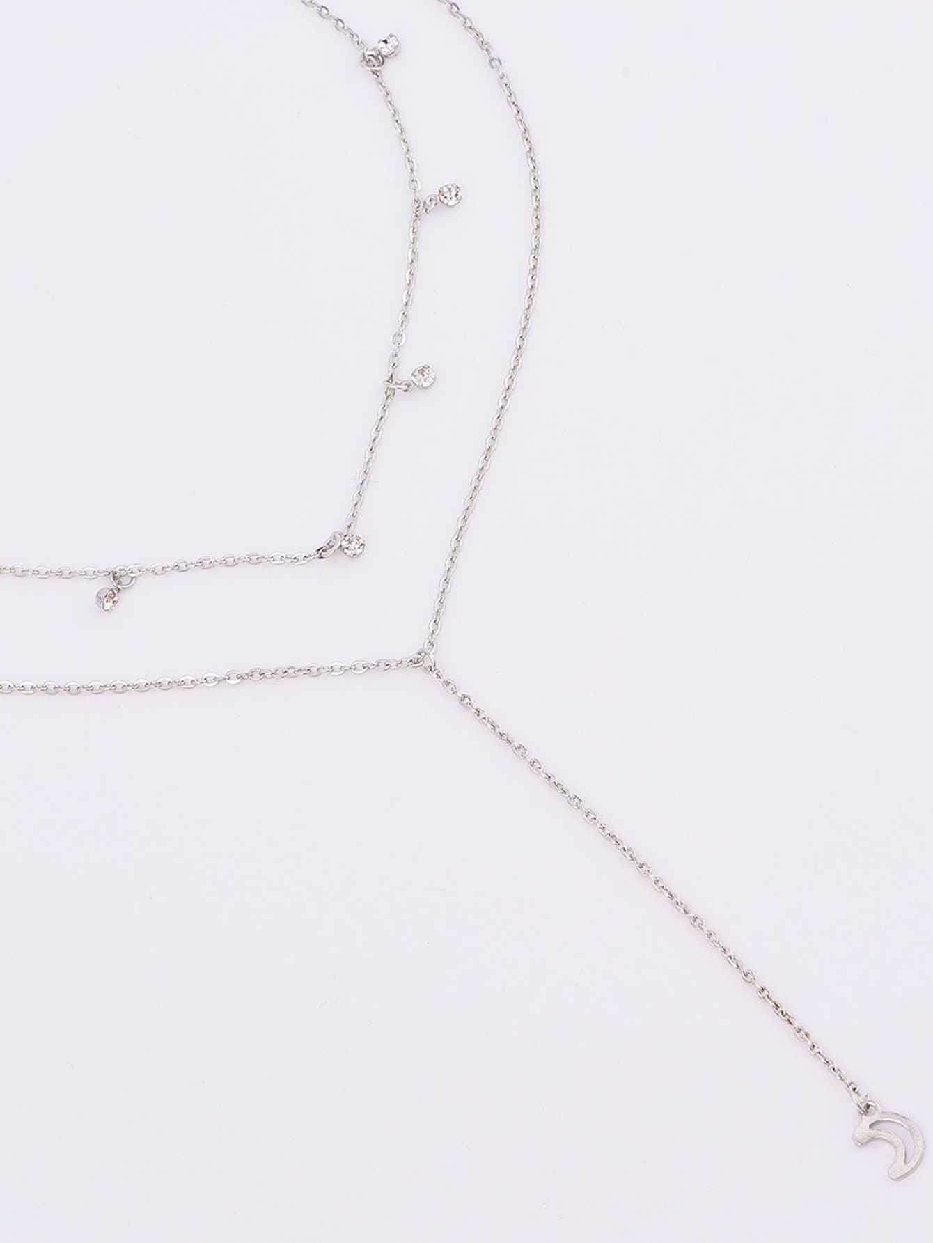 Mode Einfache Schmuck Geometrische Kreis Halskette Strass Quaste Mond Anhänger Halskette display picture 12