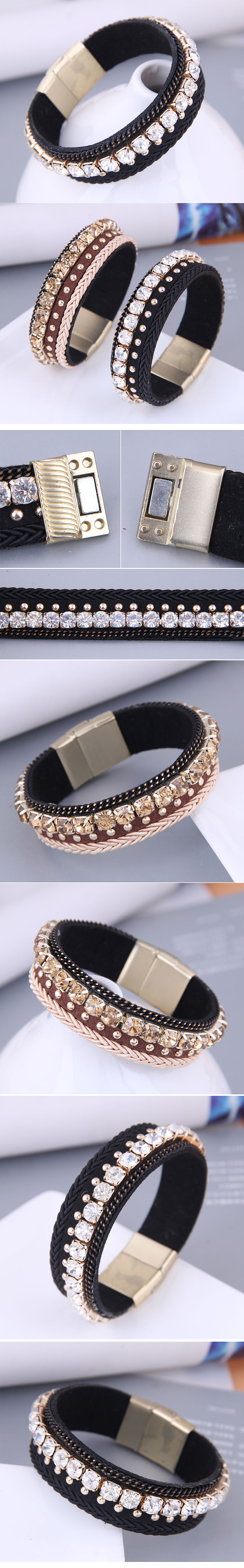 European And American Fashion Metal Flashing Diamond Chain Magnetic Buckle Bracelet display picture 1