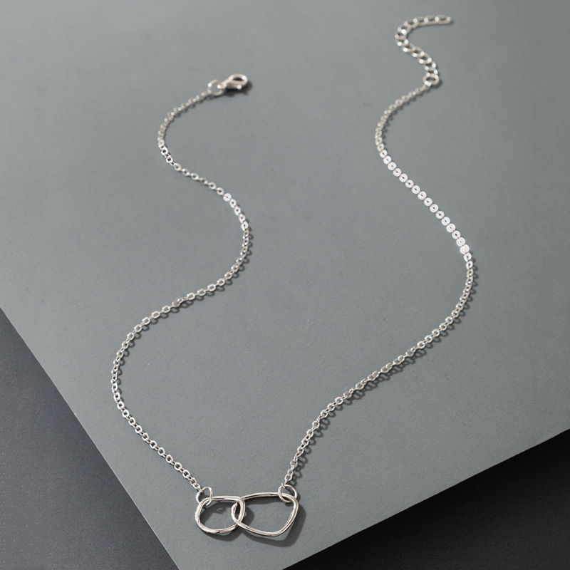 Einfache Europäische Und Amerikanische Halskette Mit Geometrischem Schnallenanhänger Aus Silber display picture 5