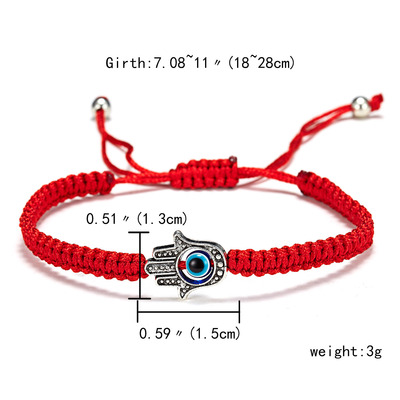 New Blue Eye Armband Evil Eye Red Rope Geflochtenes Verstellbares Armband Großhandel display picture 1