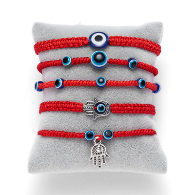 New Blue Eye Armband Evil Eye Red Rope Geflochtenes Verstellbares Armband Großhandel display picture 3