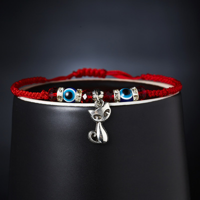 New Blue Eye Armband Evil Eye Red Rope Geflochtenes Verstellbares Armband Großhandel display picture 12