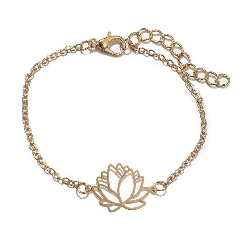 New Jewelry Fashion Geometric Peach Heart Hollow Lotus Flower Bracelet Anklet display picture 8