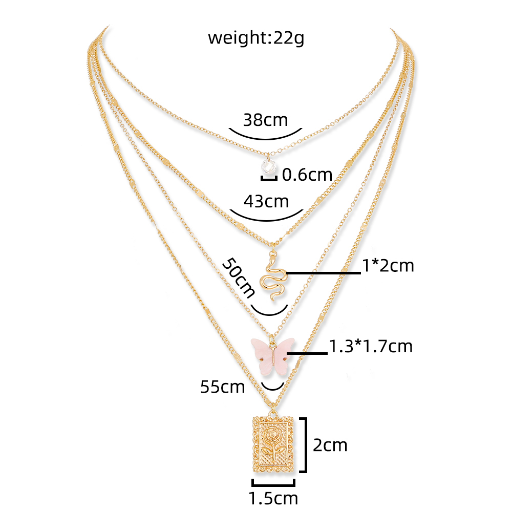 New Butterfly Snake Zircon Pendant Clavicle Chain Sweater Necklace display picture 1