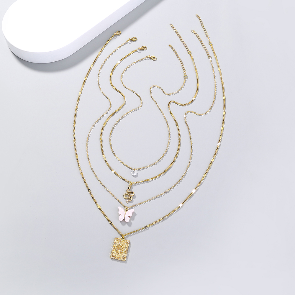 New Butterfly Snake Zircon Pendant Clavicle Chain Sweater Necklace display picture 4
