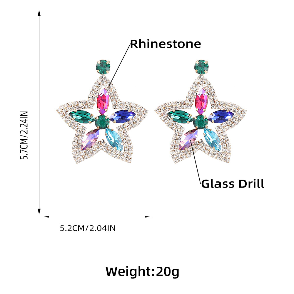 American Fashion Alloy Diamond Rhinestone Star Earrings display picture 1