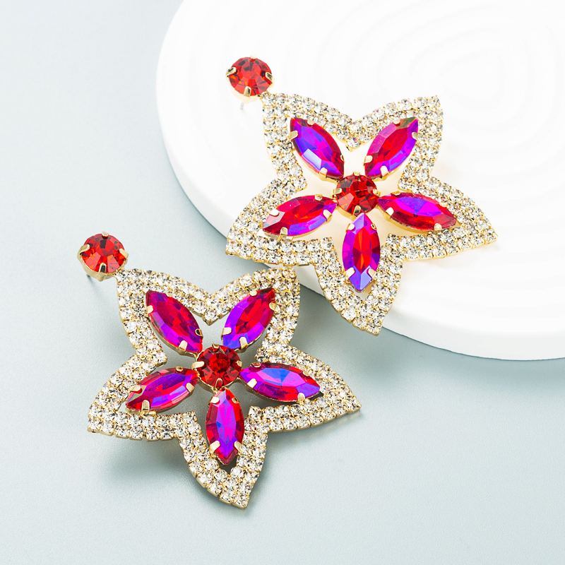 American Fashion Alloy Diamond Rhinestone Star Earrings display picture 4