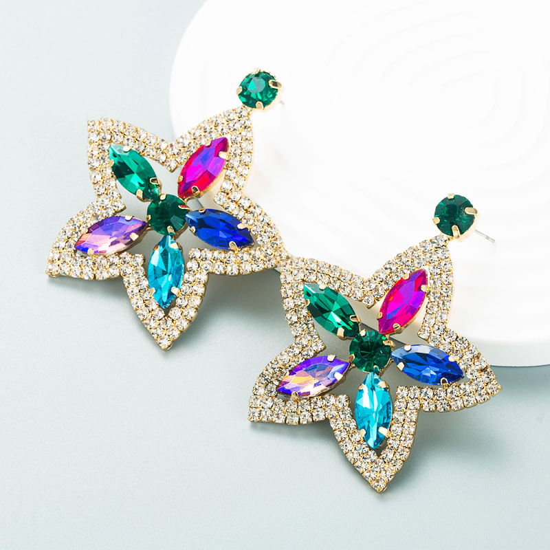 American Fashion Alloy Diamond Rhinestone Star Earrings display picture 6