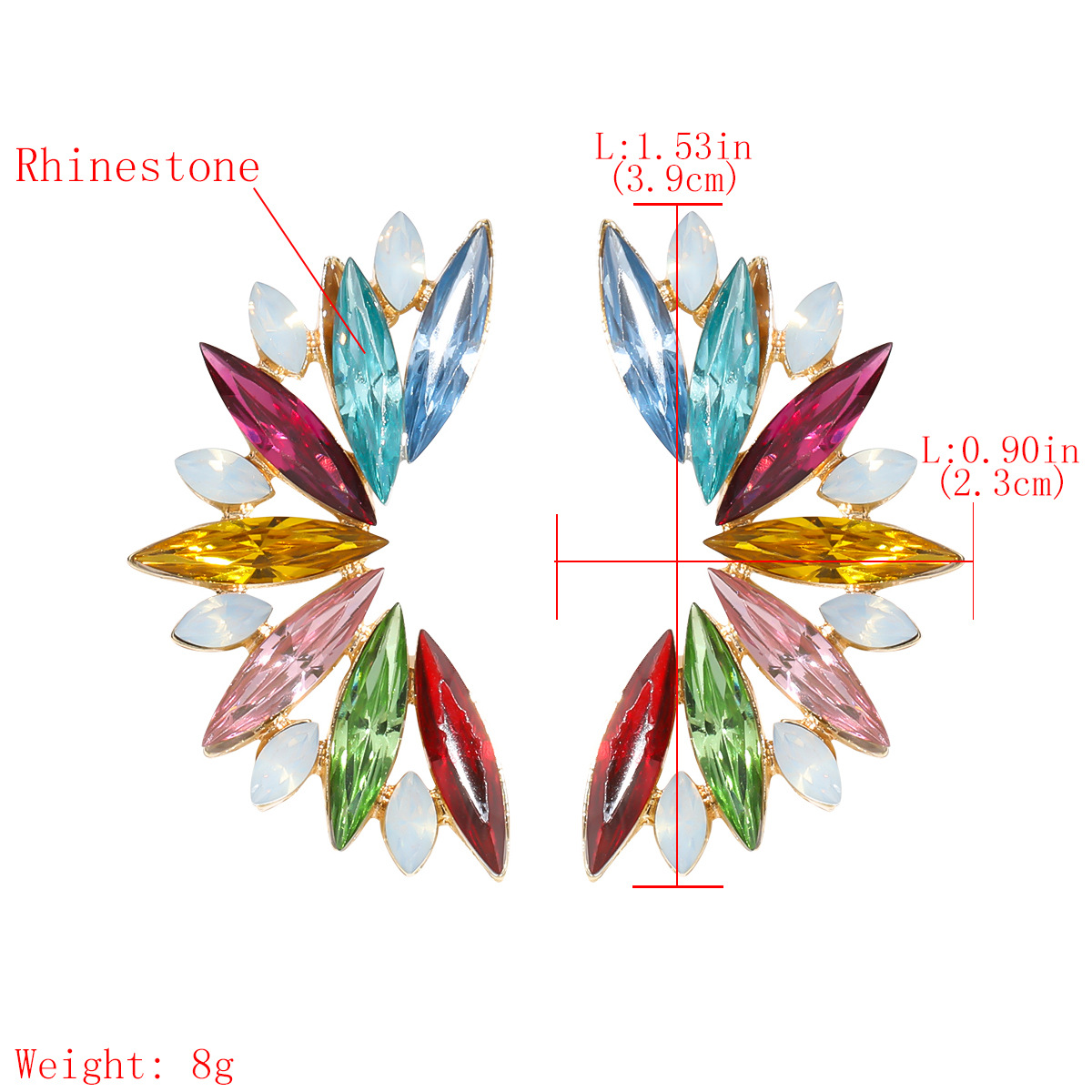Rhinestones Inlaid Flowers American Female Trend Earrings display picture 1