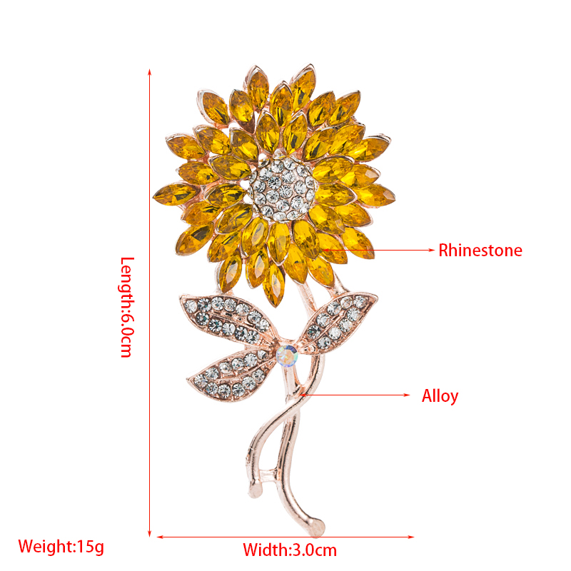 Korean Pearl Rhinestone Sunflower Brooch Fashion Brooch Accessories Wholesale display picture 1