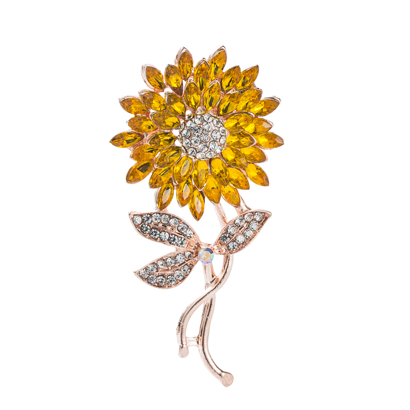 Korean Pearl Rhinestone Sunflower Brooch Fashion Brooch Accessories Wholesale display picture 6