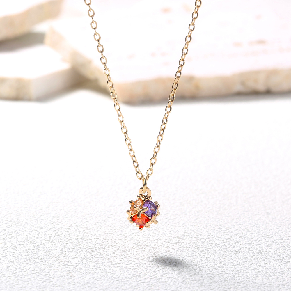 Romantische Französische Süße Farbe Frucht Anhänger Diamant Halskette display picture 1