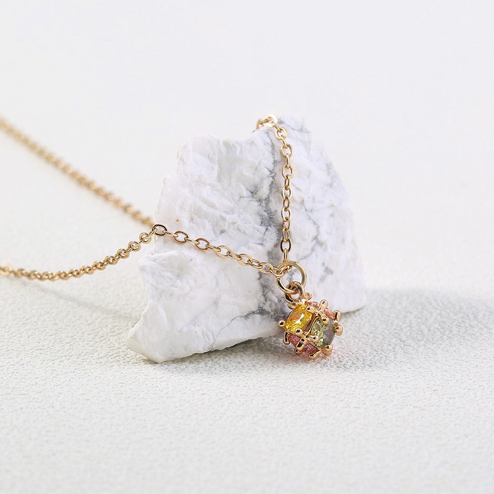 Romantische Französische Süße Farbe Frucht Anhänger Diamant Halskette display picture 3