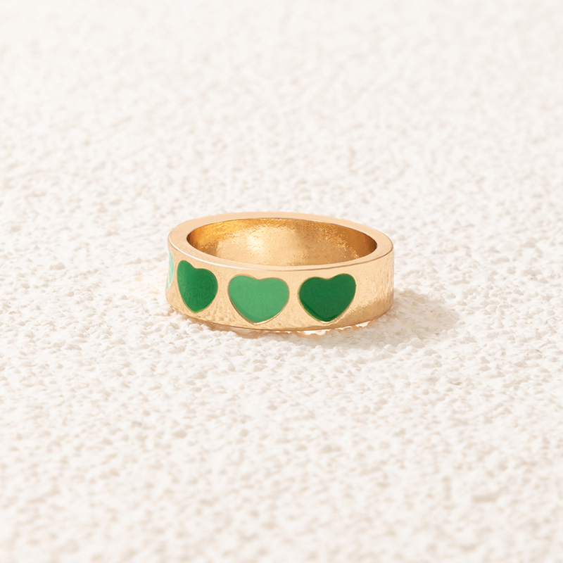 Romantic Lovely New Personalitygreen Drop Nectarine Heart Ring display picture 2