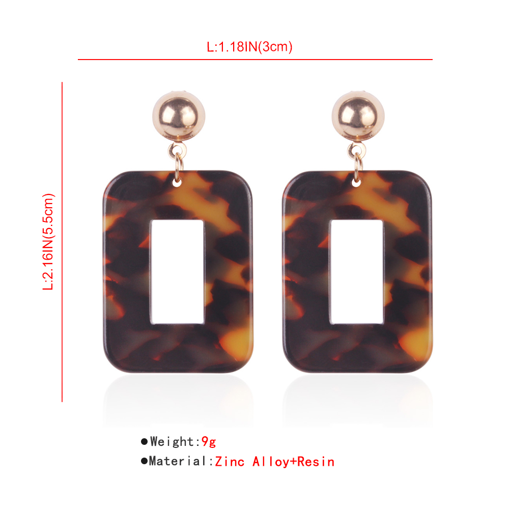 Ethnic Square Hollow Exaggerated Leopard Print Resin Earrings display picture 1