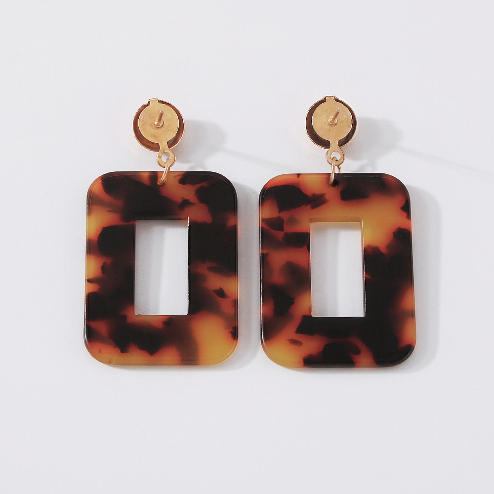 Ethnic Square Hollow Exaggerated Leopard Print Resin Earrings display picture 5