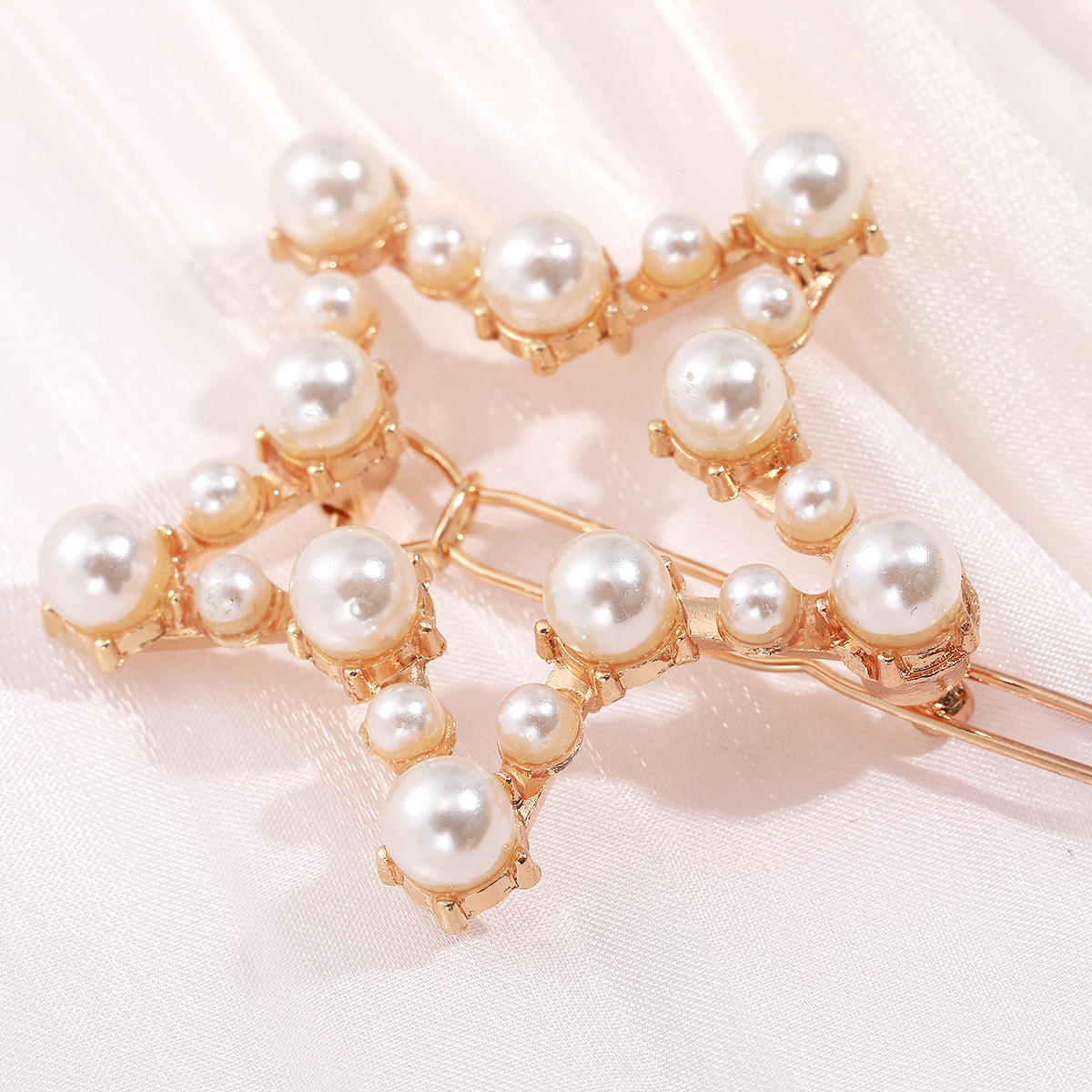 Star Shape Metal Inlaid Pearl Pearl Hairpin Hair Accessories display picture 1