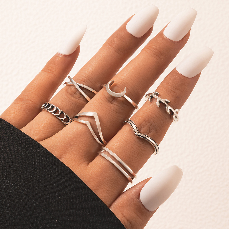 Retro Ring Set Multi-piece Water Drop Geometric Female Joint Tail Ring Set Ring display picture 2